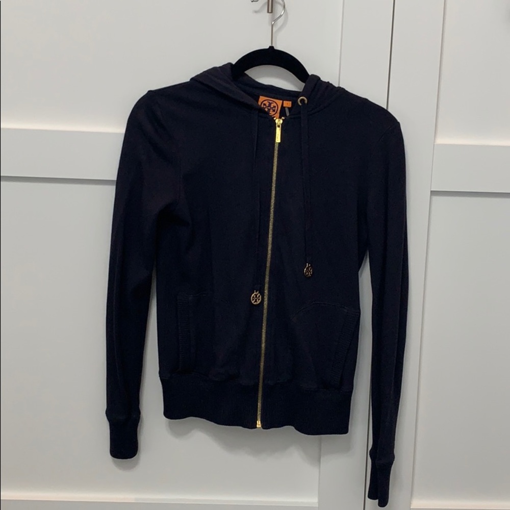 Tory Burch zip up hooded sweater shirt